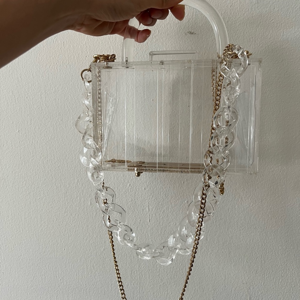 Clear Mini Bag with Gold Hardware and Top Handle